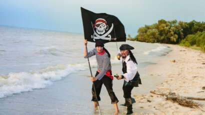 Two people dressed up for Tybee Island Pirate Fest.