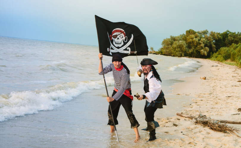 Two people dressed up for Tybee Island Pirate Fest.